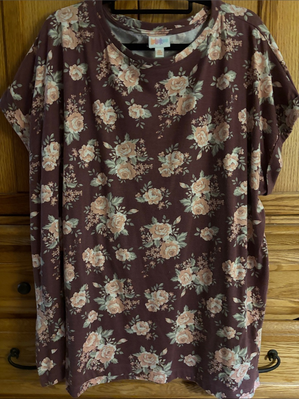LuLaRoe Brown Floral Short Sleeve Tee